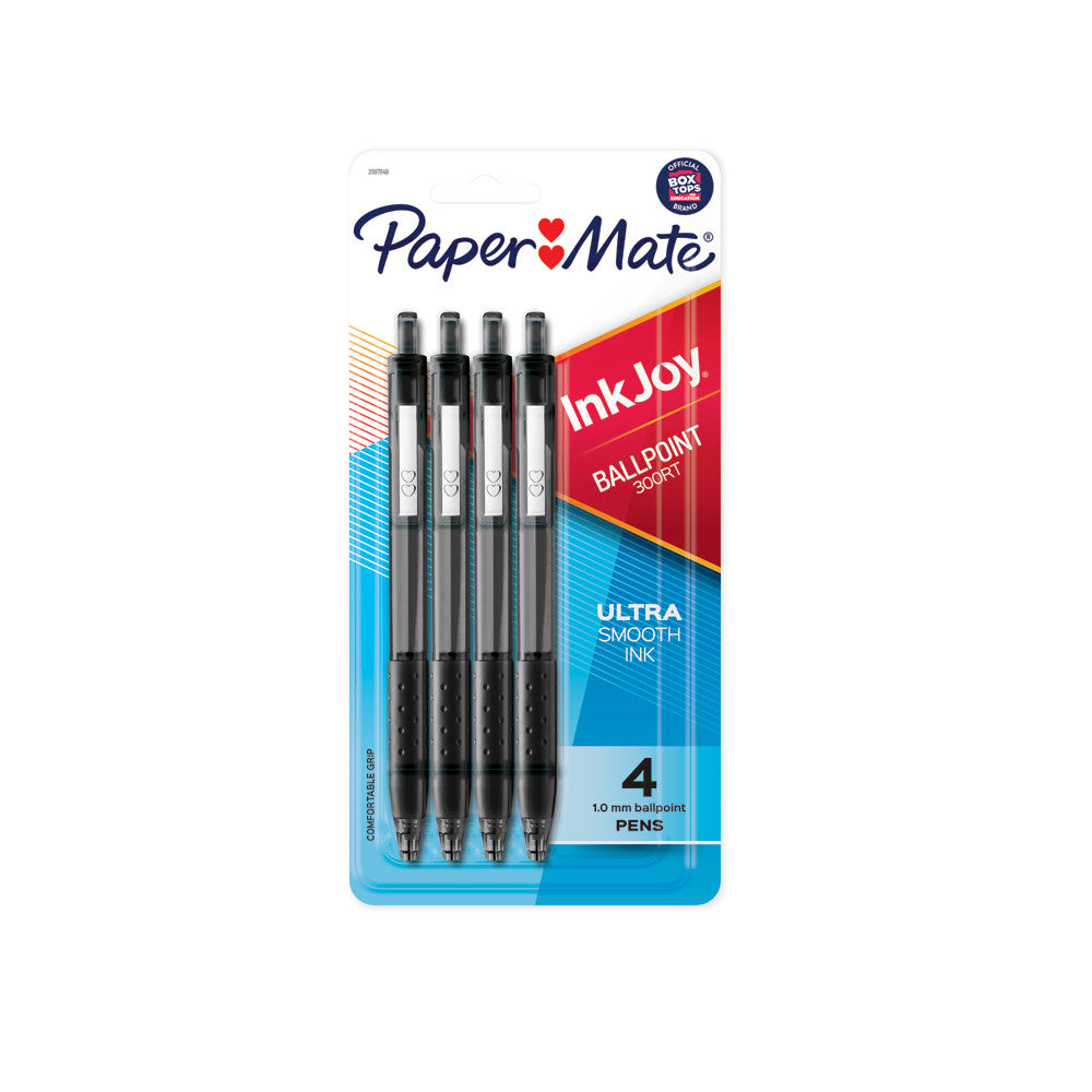 Paper Mate InkJoy 300RT Retractable Ballpoint Pen 1.0mm Black, Pack of 4, Box of 6