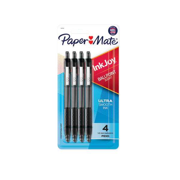 Paper Mate InkJoy 300RT Retractable Ballpoint Pen 1.0mm Black, Pack of 4, Box of 6