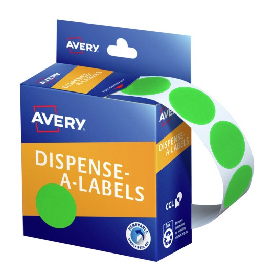 Avery Green Dispenser Dot Stickers 24mm Roll of 500