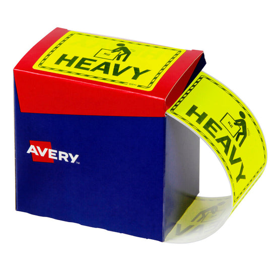 Avery Heavy Warning Labels Fluoro Yellow 932604