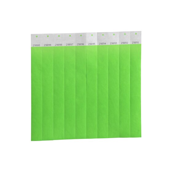 Rexel Tyvek Serial Number Wristbands Fluoro Green Pack of 100