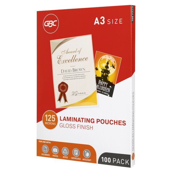 GBC Laminating Pouch A3 125 Micron Pack of 100