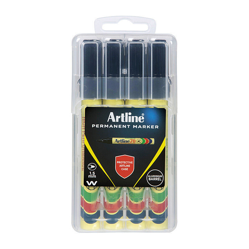 Artline 70 Permanent Marker Black Hard Case Pack Of 4