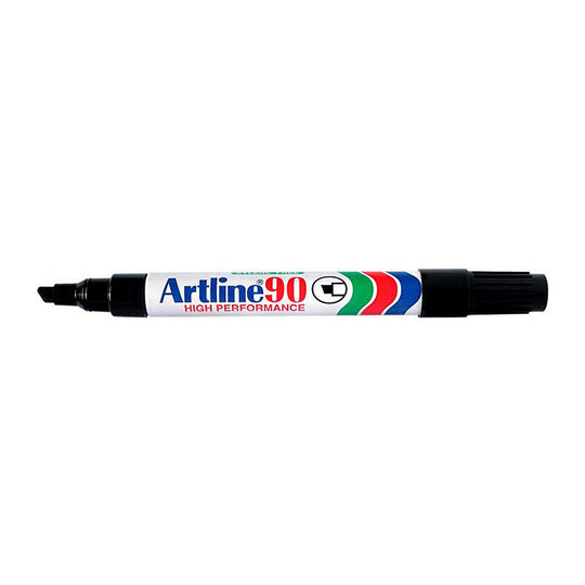 Artline 90 Permanent Marker 5mm Chisel Black Box Of 12