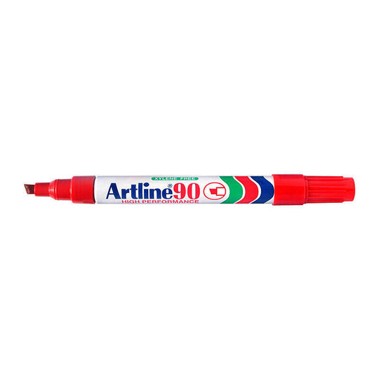 Artline 90 Permanent Marker 5mm Chisel Red Box Of 12