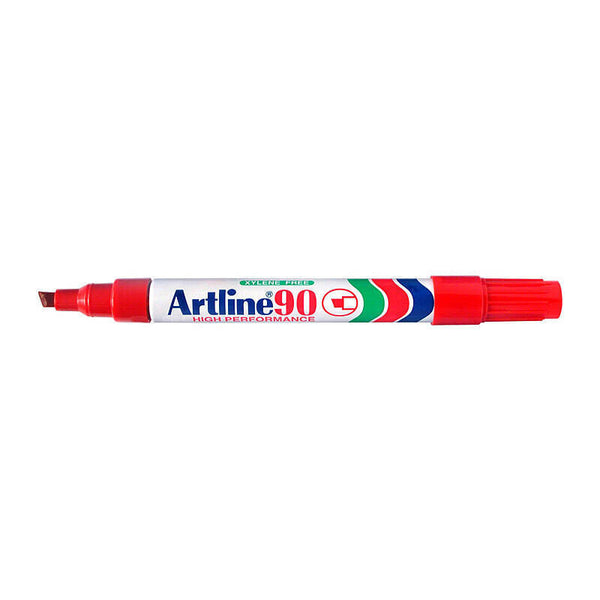 Artline 90 Permanent Marker 5mm Chisel Red Box Of 12