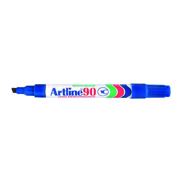 Artline 90 Permanent Marker 5mm Chisel Blue Box Of 12