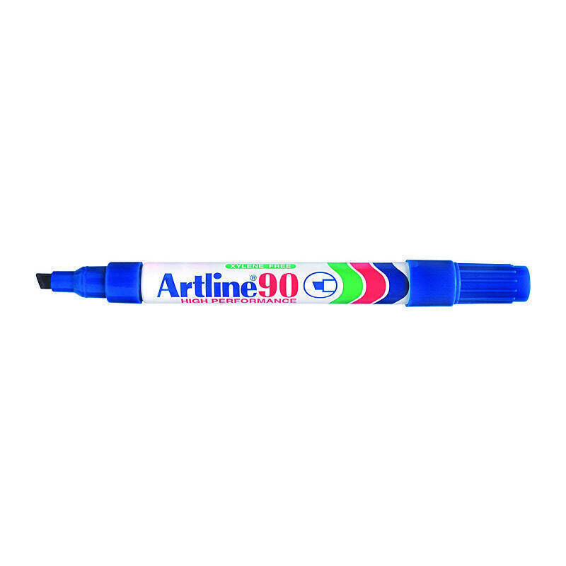 Artline 90 Permanent Marker 5mm Chisel Blue Box Of 12