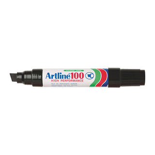Artline 100 Permanent Marker 12mm Chisel Black Box Of 6