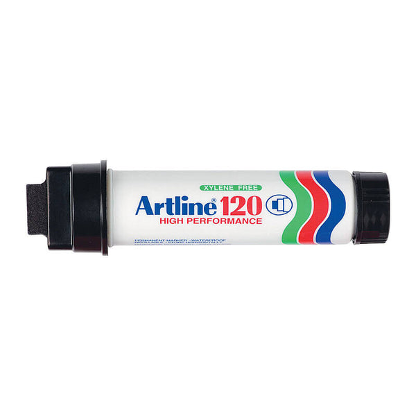 Artline 120 Permanent Marker 20mm Wedge Black Box Of 6