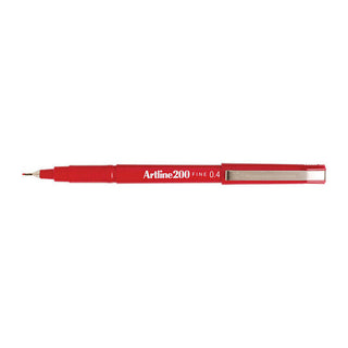 Artline 200 Fineliner Pen 0.4mm Red Box Of 12