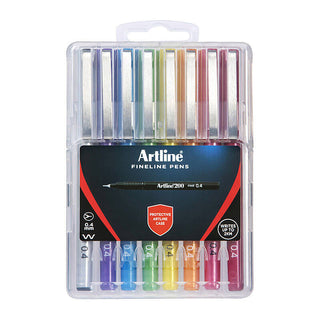 Artline 200 Fineliner Pen Assorted H/case Wallet of 8 4mm