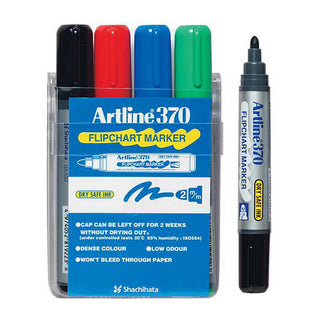 Artline 370 Flipchart Marker 2mm Bullet Assorted Wallet of 4