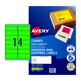 Avery Laser Label Green L7163fg Pack Of 25