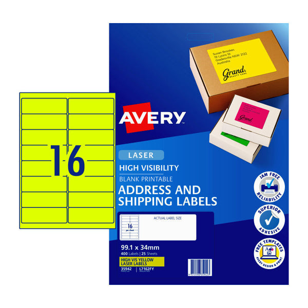 Avery Lsrlbl Yellow L7162fy 16Up Pack Of 25