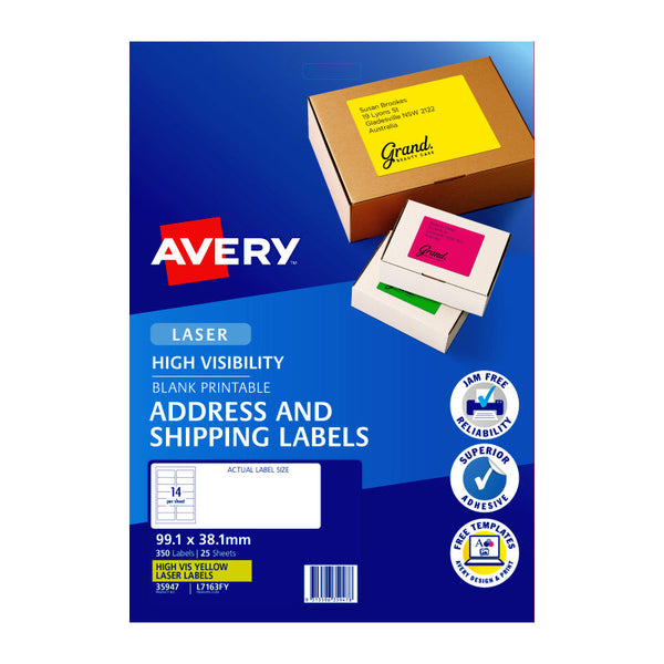 Avery Lsrlbl Yellow L7163f Y14up Pack Of 25