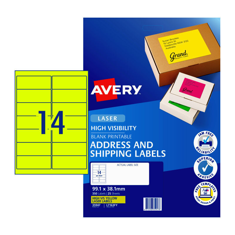 Avery Lsrlbl Yellow L7163f Y14up Pack Of 25