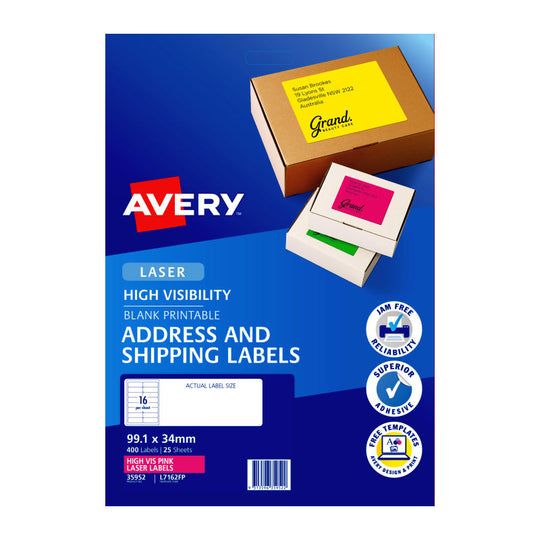 Avery Lsrlb Pink L7162fp 16Up Pack Of 25