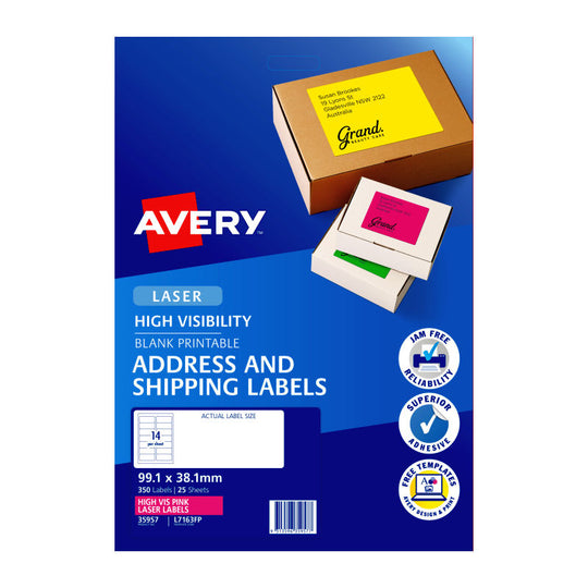 Avery Lsrlb Pink L7163fp 14Up Pack Of 25