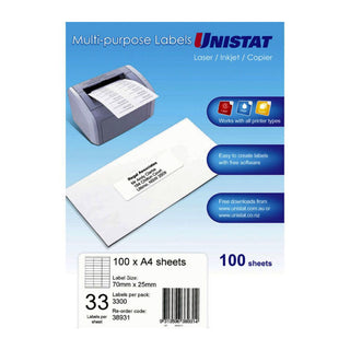 Uni Lip Label 33Up 70X25mm Box Of 100