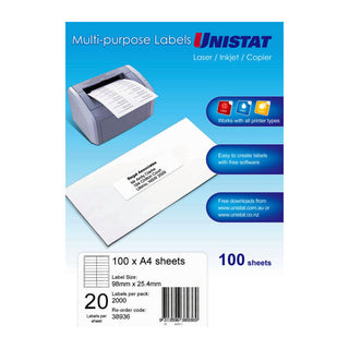 Uni Lip Label 20Up 98x25mm Pack Of 100