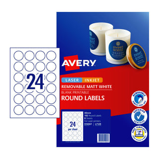 Avery Label Red L7129 40mm 24Up Pack Of 8