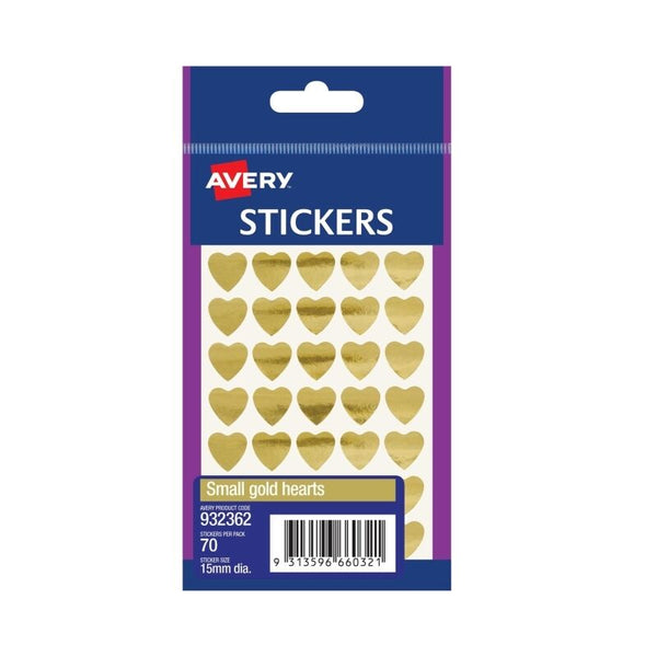 Avery Gold Heart 15mm Pack Of 70 Box Of 10