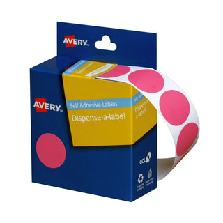 Avery Dispenser 24mm Pink Dot Pack Of 500