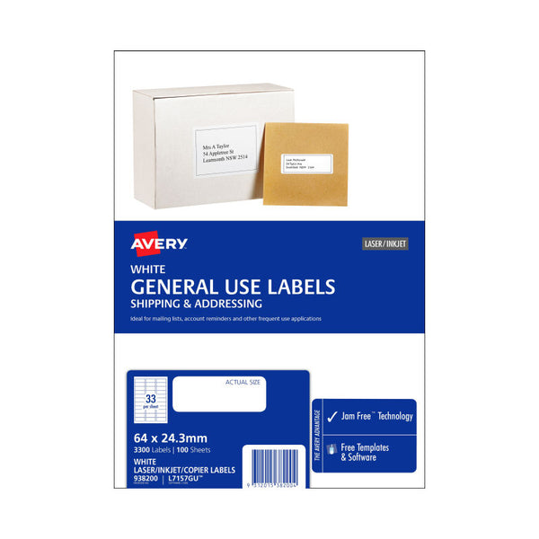 Avery Gen Label L7157gu 33Up Pack Of 100