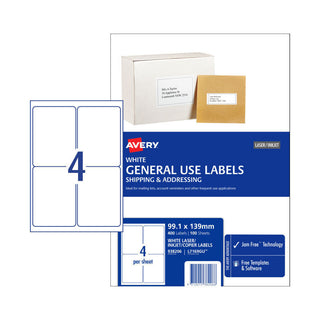 Avery Gen Label L7169gu 4Up Pack Of 100