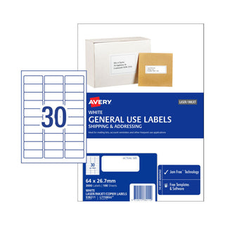 Avery Gen Label L7158gu 30Up Pack Of 100