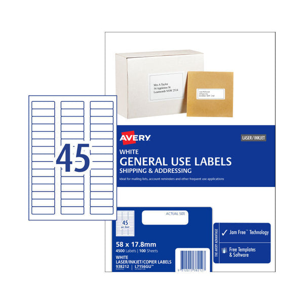Avery Gen Label L7516gu 45Up Pack Of 100