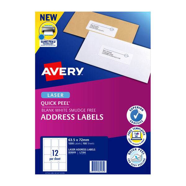 Avery Laser Label Qp L7164 12Up Pack Of 100