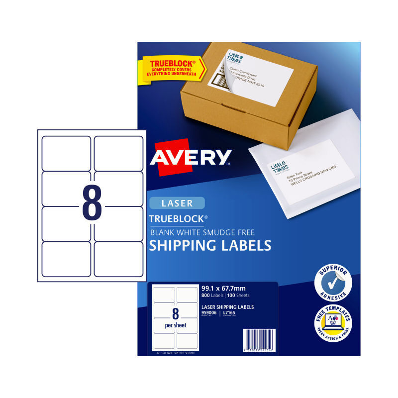 Avery Laser Label L7165 8Up Pack Of 100
