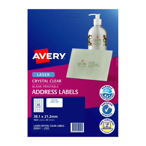 Avery Laser Label Colour L7551 65Up Pack Of 25