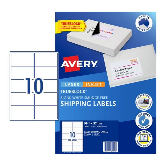 Avery Laser Label L7173 10Up Pack Of 100