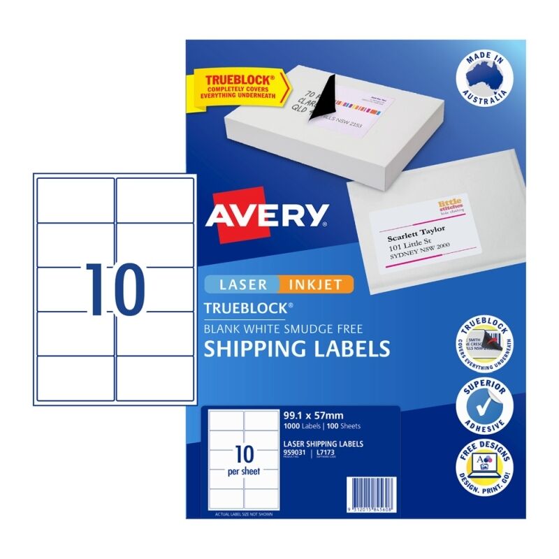 Avery Laser Label L7173 10Up Pack Of 100