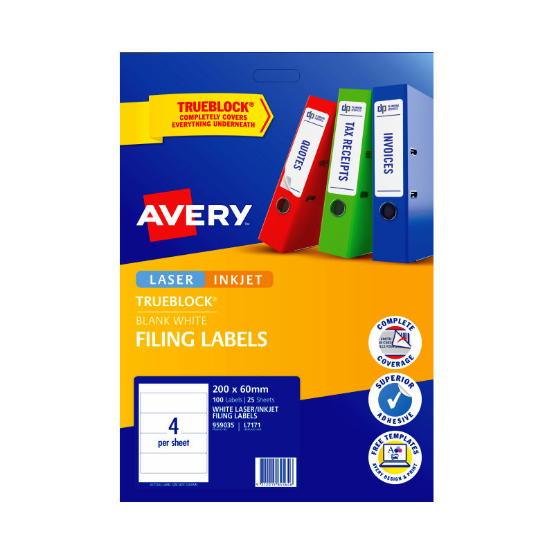 Avery Laser Label L7171 4Up Pack Of 25