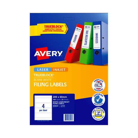 Avery Laser Label L7171 4Up Pack Of 25