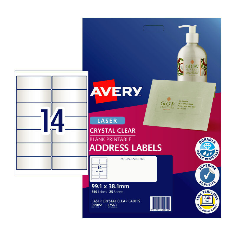 Avery Laser Label Colour L7563 14Up Pack Of 25
