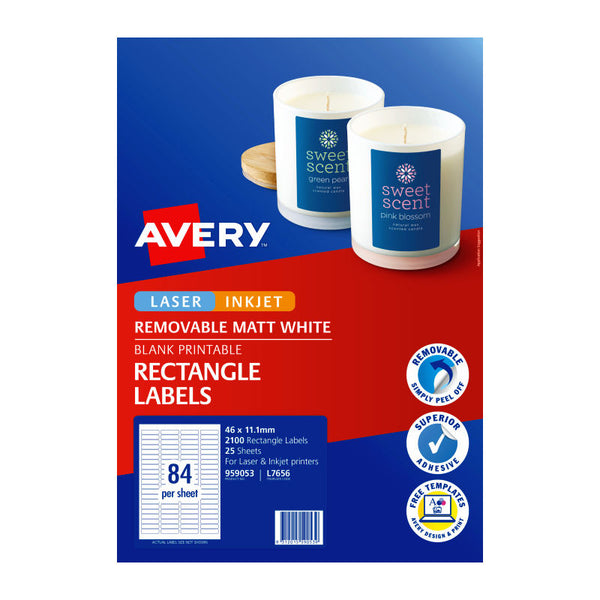 Avery Label Rmvb L7656rev 84Up Pack Of 25