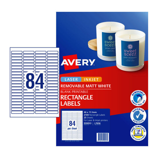 Avery Label Rmvb L7656rev 84Up Pack Of 25