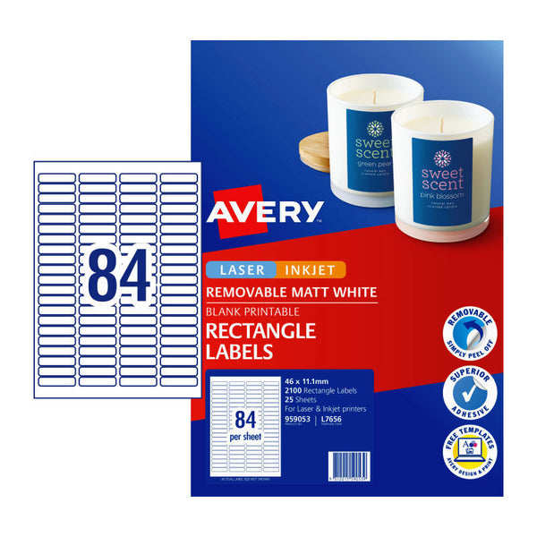 Avery Label Rmvb L7656rev 84Up Pack Of 25