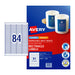 Avery Label Rmvb L7656rev 84Up Pack Of 25