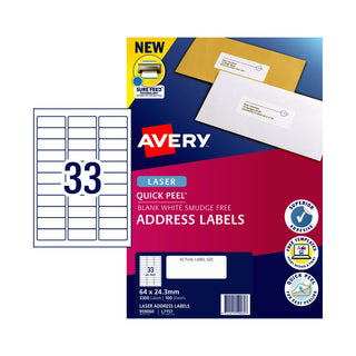 Avery Laser Label Qp L7157 33Up Pack Of 100