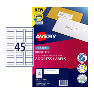 Avery Laser Label Qp L7156 45Up Pack Of 100