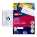 Avery Laser Label Qp L7156 45Up Pack Of 100