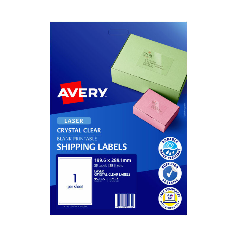 Avery Laser Label Colour L7567 1Up Pack Of 25