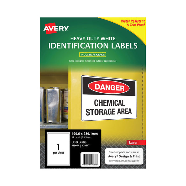 Avery Laser Label L7067 1Up Pack Of 25