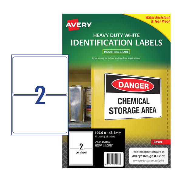 Avery Laser Label HD L7068 2Up Pack Of 25